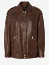 Pinko Washed Leather Jacket With Collar