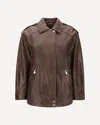 Pinko Washed Leather Jacket With Collar