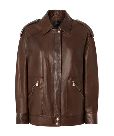 PINKO PINKO PRESS-STUD FASTENED LEATHER JACKET