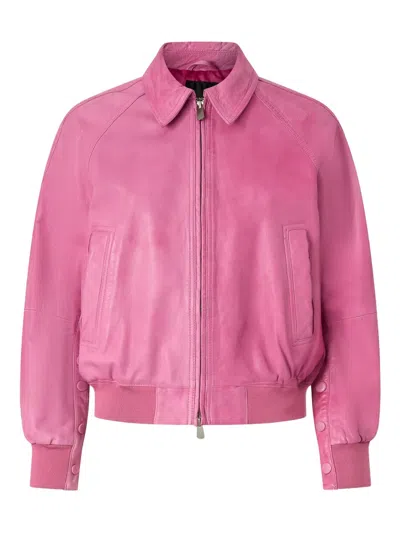 Pinko Leather Jacket In Pink