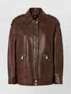 Pinko Washed Leather Jacket With Collar