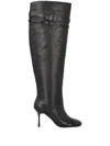 Pinko Knee-high Nappa Leather Boots With Heel And Strap In Schwarz