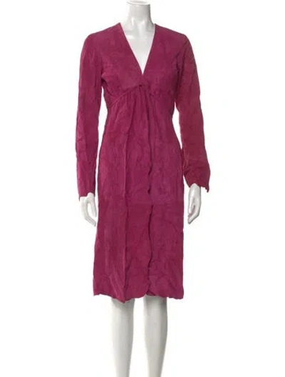 Pre-owned Pinko Leather Knee-length Dress In Purple