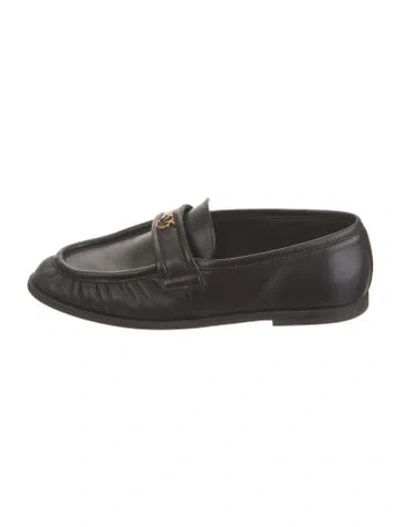 Pre-owned Pinko Leather Loafers In Black
