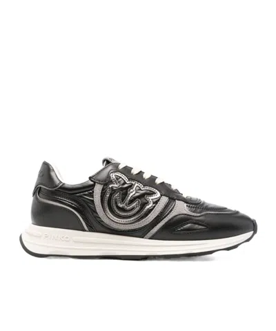 Pinko Leather Logo-detail Sneakers In Black