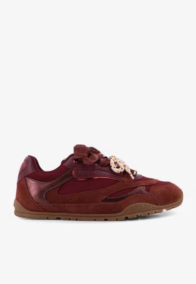 Pinko Leather Low-top Sneakers In Burgundy