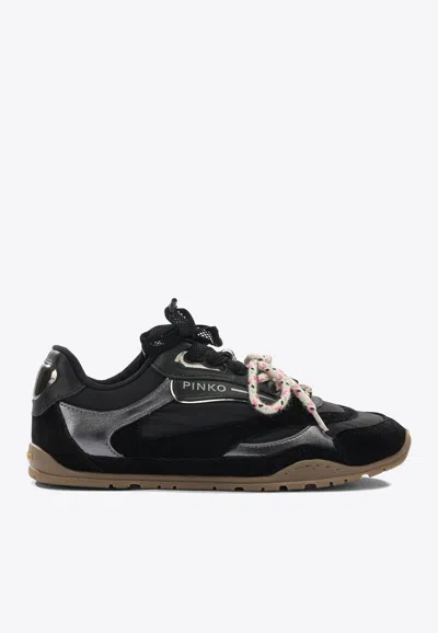 Pinko Leather Low-top Sneakers In Black