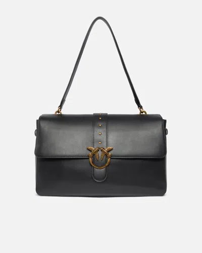 Pinko Borsa A Spalla Maxi Love Bag Slouchy In Pelle In Black