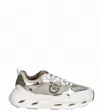 Pinko Leather Mesh Insert Sneakers In Black