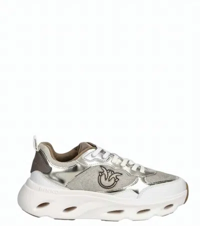 Pinko Leather Mesh Insert Sneakers In Black