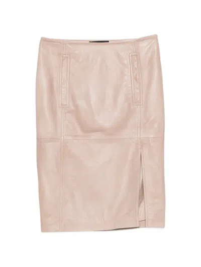 Pinko Leather Midi Skirt In Gray
