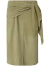 Pinko Leather Midi Skirt In Green