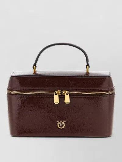 Pinko Leather Mini Bag Adjustable Strap Handle In Burgundy