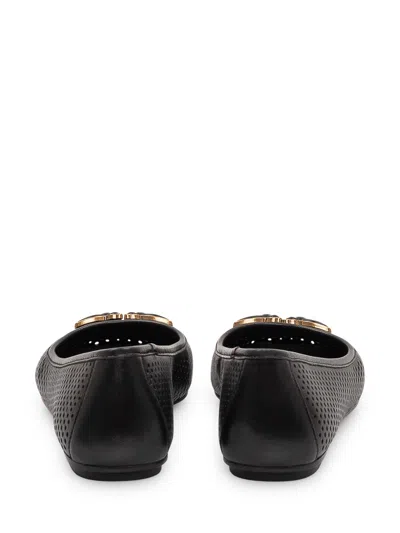Pinko Leather Mini Ballerina Flats In Black