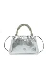 Pinko Leather Mini Clutch In Silver