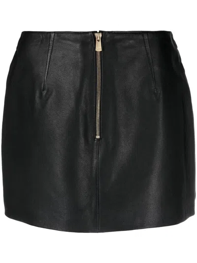Pinko Leather Mini Skirt In Schwarz