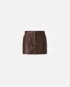 Pinko Leather Mini Skirt With Pockets In Brown