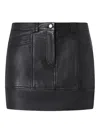 Pinko Leather Mini Skirt With Pockets In Black