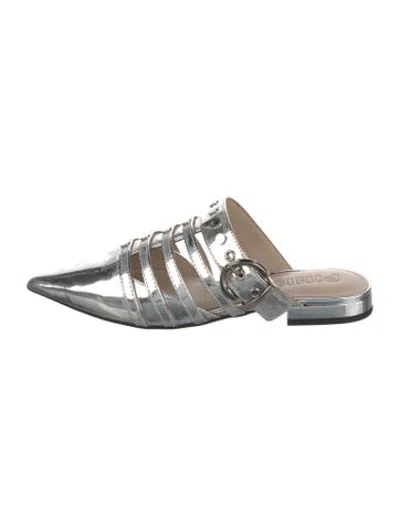 Pre-owned Pinko Leather Mules W/ Tags In Metallic/silver