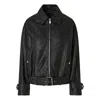 Pinko Bubble Leather Jacket With Embroidery In Black