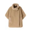 Pinko High Neck Beige Coat With Concealed Fastening And Welt Pockets In Brown