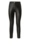 Pinko Leather And Stretch Fabric Trousers In Brown