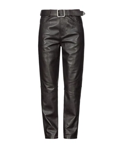 Pinko Leather Pants With Belt In Black