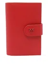 Pinko Saffiano Leather Passport Holder With Birds Logo In Rot