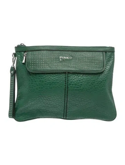 Pre-owned Pinko Leather Portfolio In Green