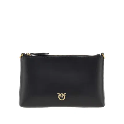 Pinko Leather Pouch With Shoulder Strap In Black