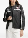 Pinko Leather Racer Jacket In Black