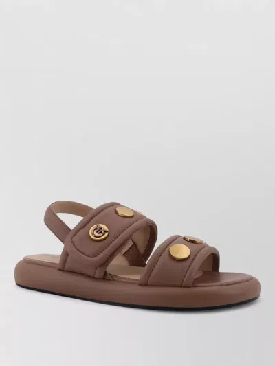 Pinko Logo-plaque Leather Sandals In Animal Print