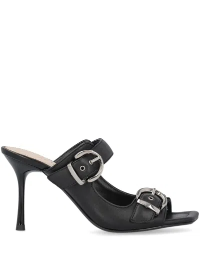 Pinko Leather Sandals In Limo Black