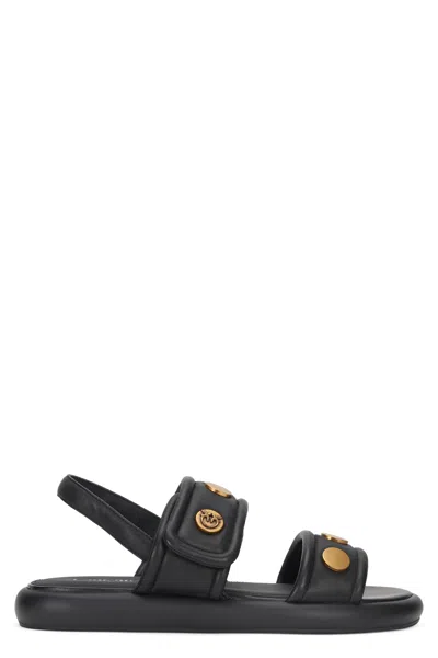 Pinko Leather Sandals With Studs In Black