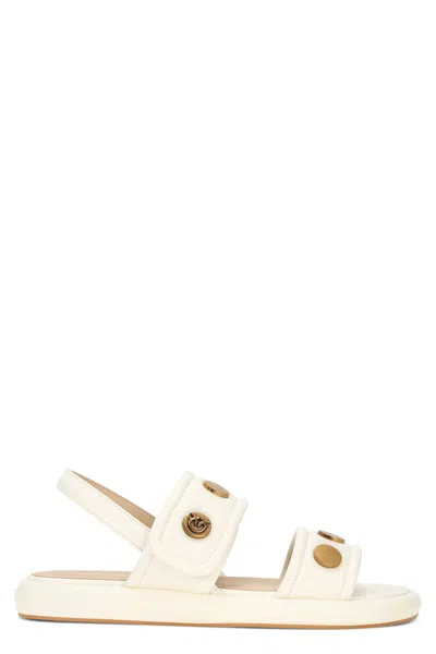 Pinko Leather Sandals With Studs In White