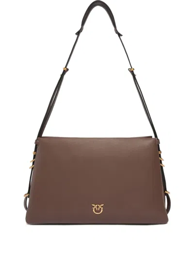 Pinko Leather Shoulder Bag In Brown