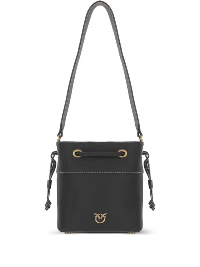 Pinko Leather Shoulder Bag In Black