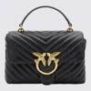Pinko Foldover Quilted Shoulder Bag With Chain Strap In Black