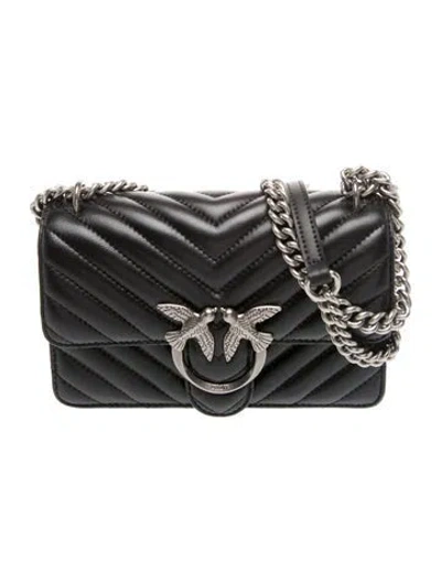 Pre-owned Pinko Leather Shoulder Bag In Black