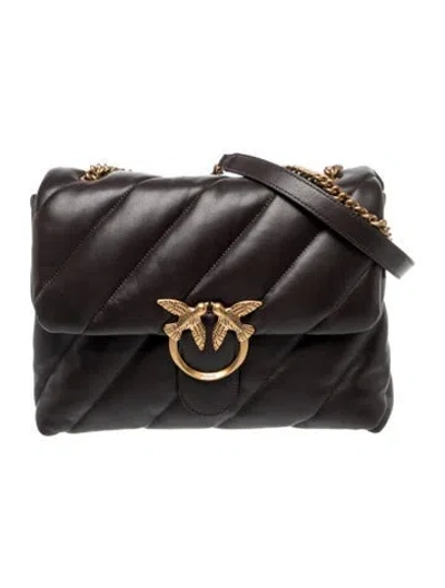 Pre-owned Pinko Leather Shoulder Bag In Black