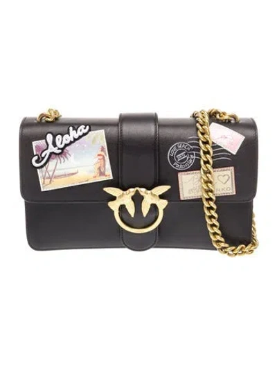 Pre-owned Pinko Leather Shoulder Bag In Black