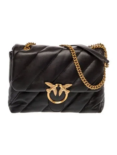 Pre-owned Pinko Leather Shoulder Bag In Black
