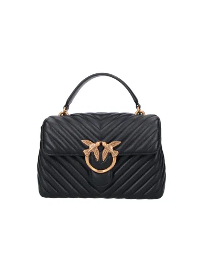Pinko Leather Shoulder Bag In Black