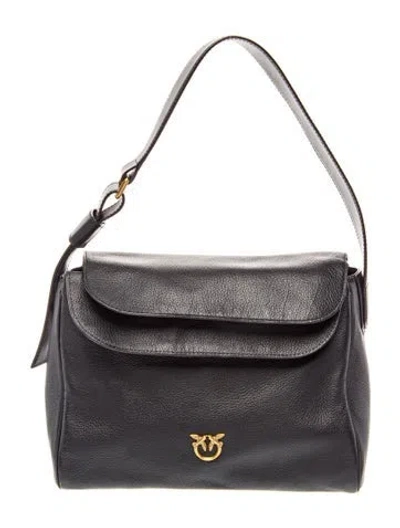 Pre-owned Pinko Leather Shoulder Bag In Black