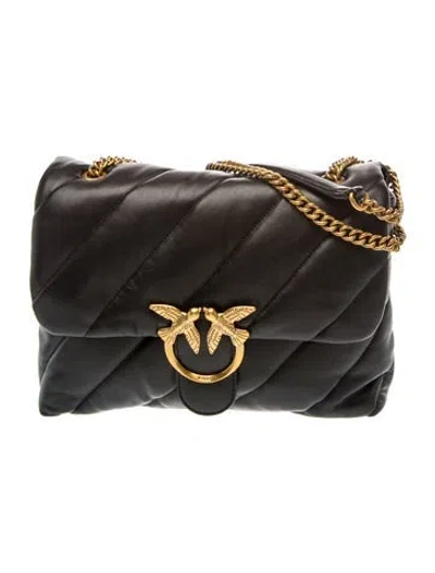 Pre-owned Pinko Leather Shoulder Bag In Black