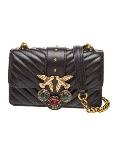 Pre-owned Pinko Leather Shoulder Bag In Black