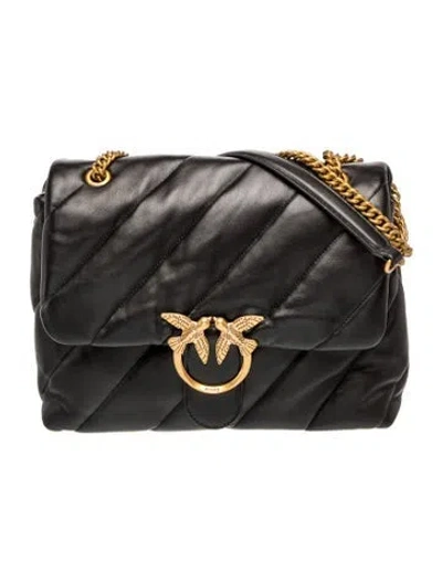 Pre-owned Pinko Leather Shoulder Bag In Black
