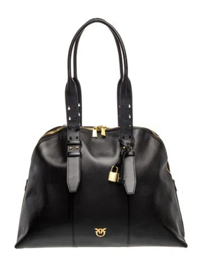 Pre-owned Pinko Leather Shoulder Bag In Black