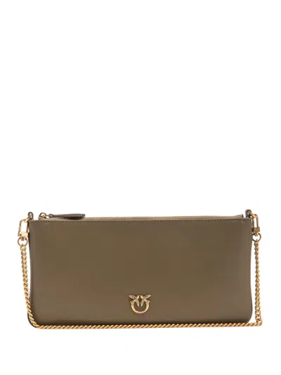 Pinko Leather Shoulder Bag In Brown