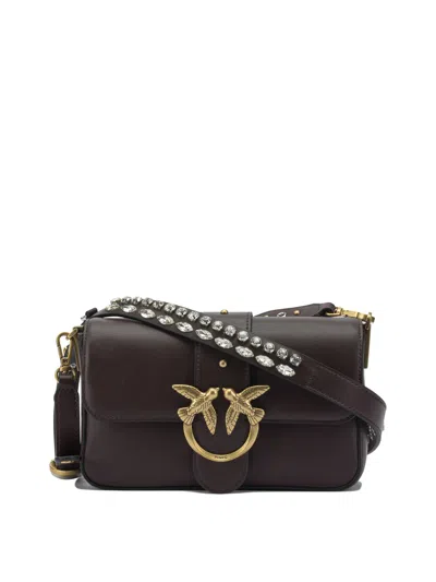 Pinko Leather Shoulder Bag In Brown